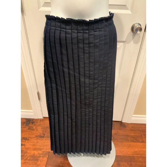 ZUCCA Blue Dark Wash Denim Full Length Pleated Skirt, Size Medium NWT! $485 - Picture 1 of 7